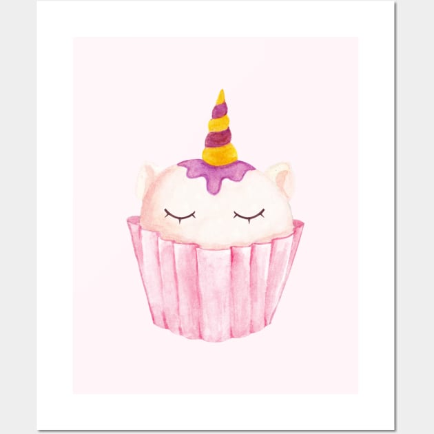 Unicorn cupcake Wall Art by shoko